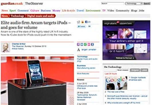 Observer newspaper interview Arcam MD about the rCube