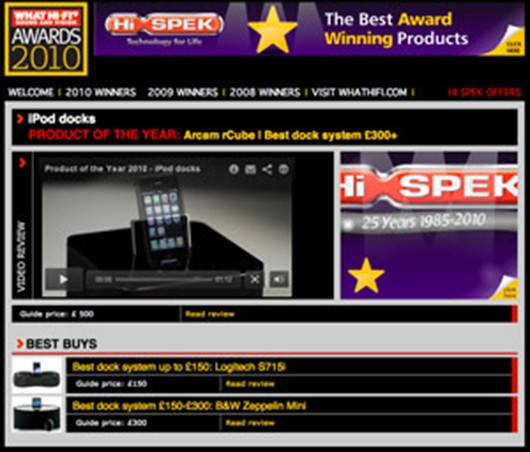 rCube wins top What HiFi magazine award